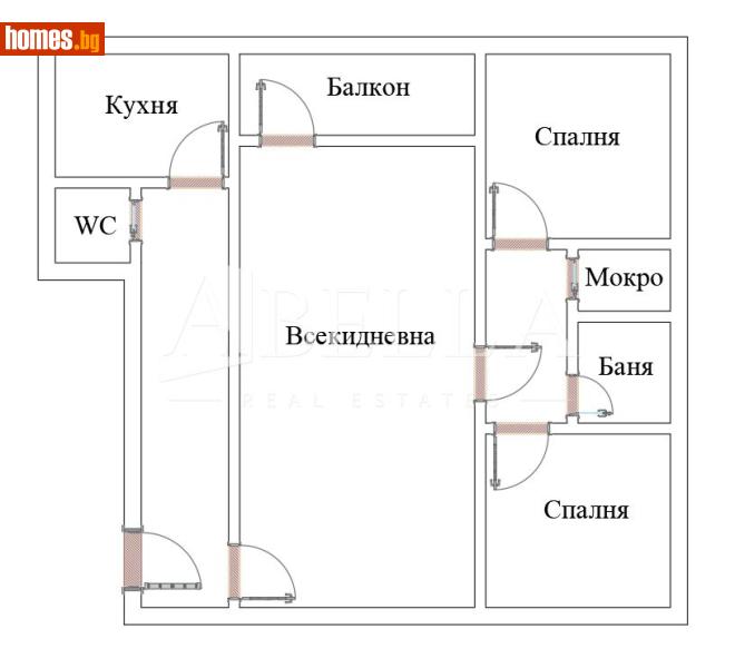 Тристаен, 91m² - Жк. Сухата Река, София - Апартамент за продажба - Абела - 118413034