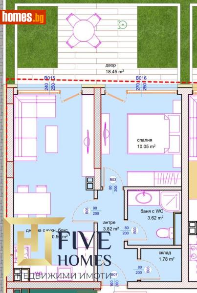 Двустаен, 57m² - Жк. Изгрев, Бургас - Апартамент за продажба - Five Homes - 118445616