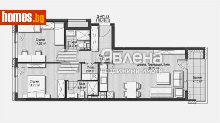 Тристаен, 115m² - Апартамент за продажба - 118532439