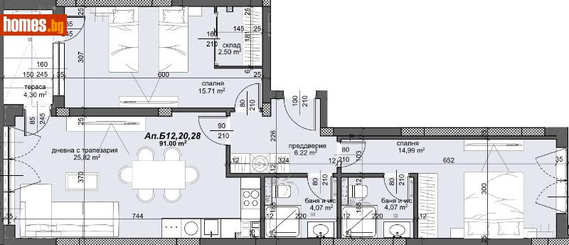 Тристаен, 108m² - Жк. Тракия, Пловдив - Апартамент за продажба - Deluxe Homes - 118612115