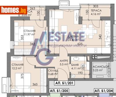 Тристаен, 91m² - Апартамент за продажба - 118668915