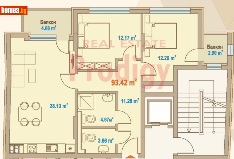 Тристаен, 129m² -  Център, София - Апартамент за продажба - Продиджи - 118705699
