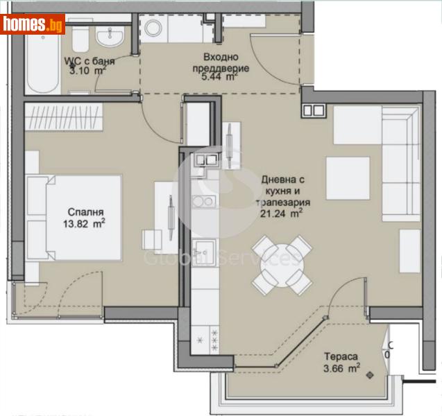 Двустаен, 80m² - Жк. Дружба 2, София - Апартамент за продажба - Глобъл Сървисиз ООД - 118776837