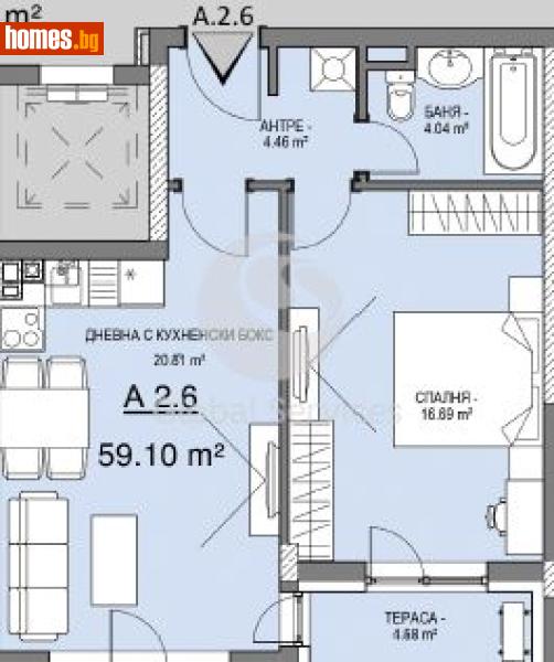 Двустаен, 71m² - Кв. Витоша, София - Апартамент за продажба - Глобъл Сървисиз ООД - 118776843