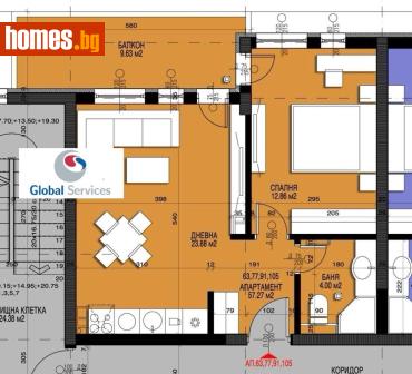 Двустаен, 68m² - Апартамент за продажба - 118777500