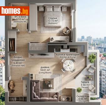 Двустаен, 68m² - Апартамент за продажба - 118799388