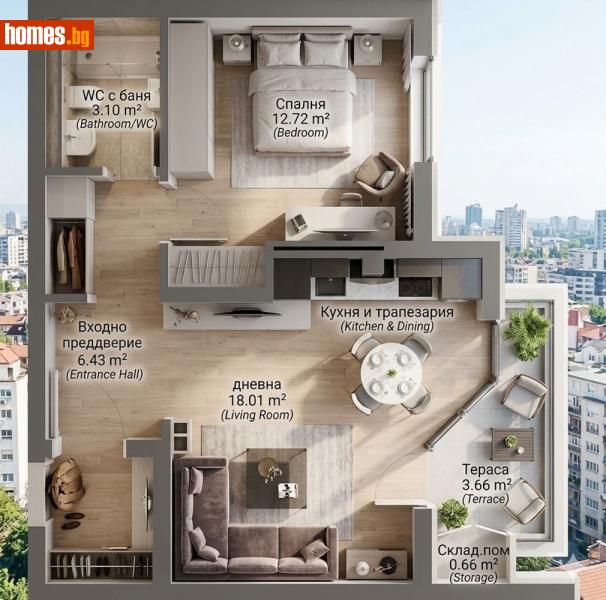 Двустаен, 68m² - Жк. Дружба 2, София - Апартамент за продажба - СЕРДИКА 1 НЕДВИЖИМИ ИМОТИ ЕООД - 118799388
