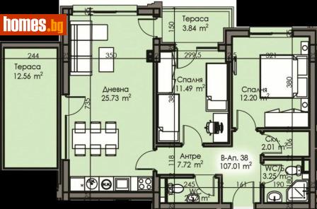 Тристаен, 107m² - Апартамент за продажба - 118870373
