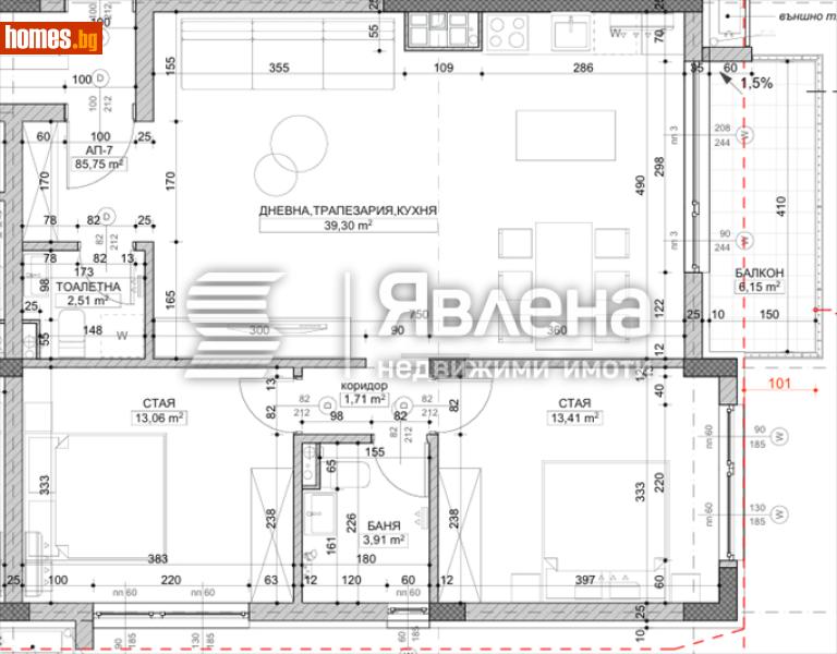 Тристаен, 125m² - Кв. Малинова Долина, София - Апартамент за продажба - ЯВЛЕНА - 119077326
