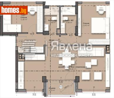 Тристаен, 96m² - Апартамент за продажба - 119102412