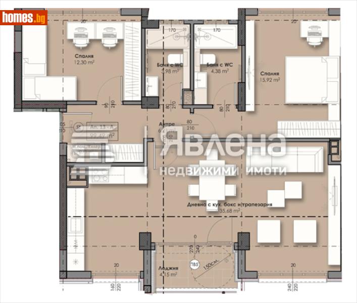 Тристаен, 121m² - Жк. Връбница 2, София - Апартамент за продажба - ЯВЛЕНА - 119102443