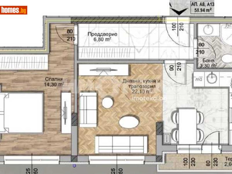 Двустаен, 75m² - Жк. Овча Купел, София - Апартамент за продажба - ИМОТЕКА АД - 119126076