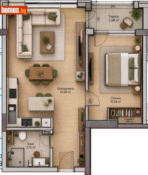 Двустаен, 65m² - Жк. Тракия, Пловдив - Апартамент за продажба - Deluxe Homes - 119128668
