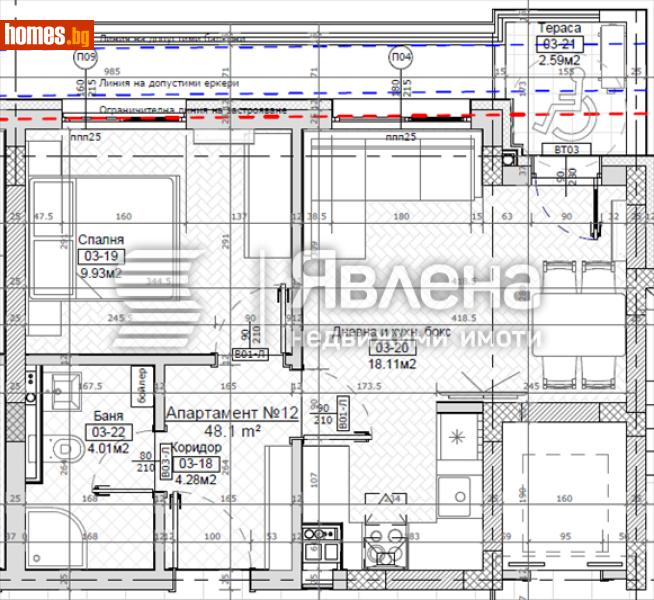Двустаен, 64m² - Жк. Левски, София - Апартамент за продажба - ЯВЛЕНА - 119149090