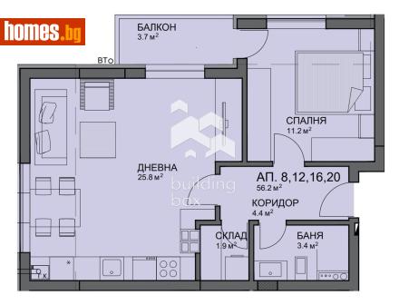 Двустаен, 63m² - Апартамент за продажба - 119152438