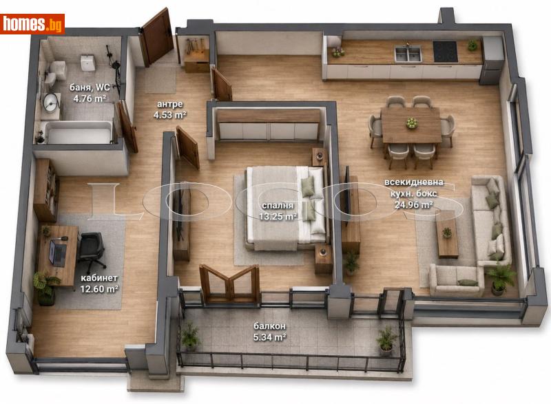 Тристаен, 96m² - Кв. Виница, Варна - Апартамент за продажба - ЛОГОС - 119171779