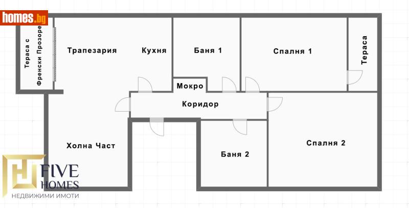 Тристаен, 100m² - Жк. Славейков, Бургас - Апартамент за продажба - Five Homes - 119195259