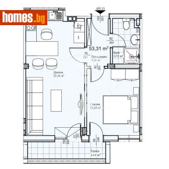 Двустаен, 58m² - Апартамент за продажба - 119267915