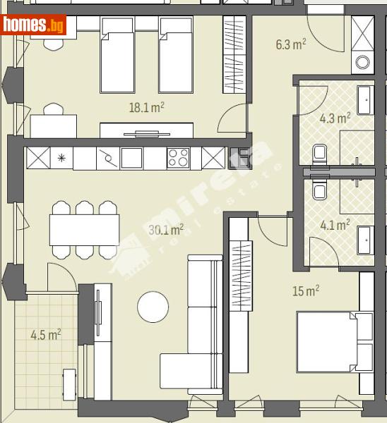 Тристаен, 117m² - Жк. Хаджи Димитър, София - Апартамент за продажба - МИРЕЛА - 119268422