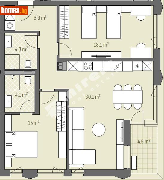 Тристаен, 117m² - Жк. Хаджи Димитър, София - Апартамент за продажба - МИРЕЛА - 119268466