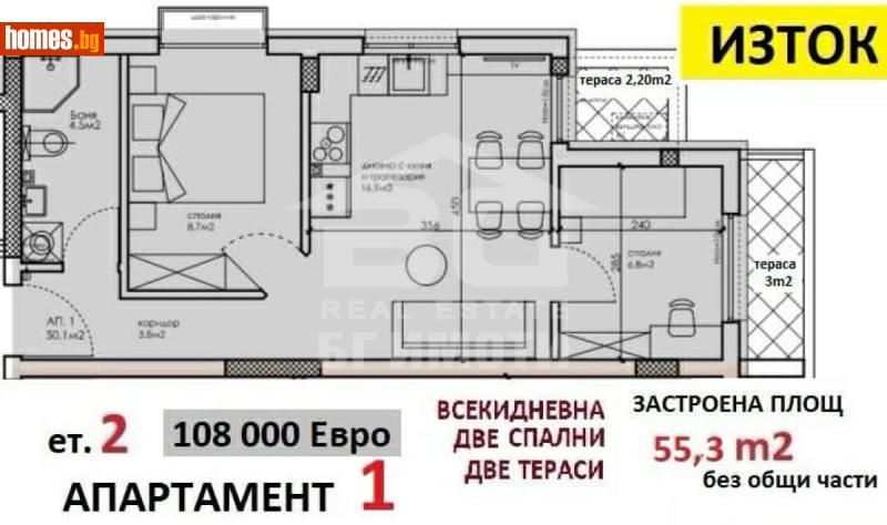 Двустаен, 54m² -  Кайсиева Градина, Варна - Апартамент за продажба - БГ Имоти ООД - 119269535