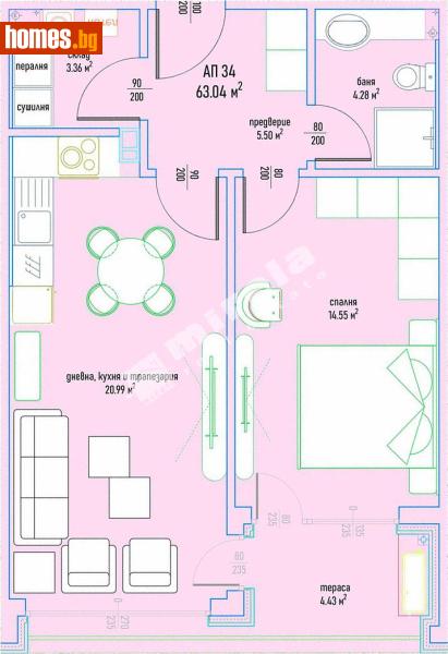 Двустаен, 77m² - Кв. Малинова Долина, София - Апартамент за продажба - МИРЕЛА - 119288312
