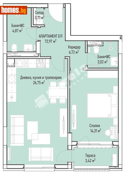 Двустаен, 91m² - Жк. Младост 4, София - Апартамент за продажба - МИРЕЛА - 119288316