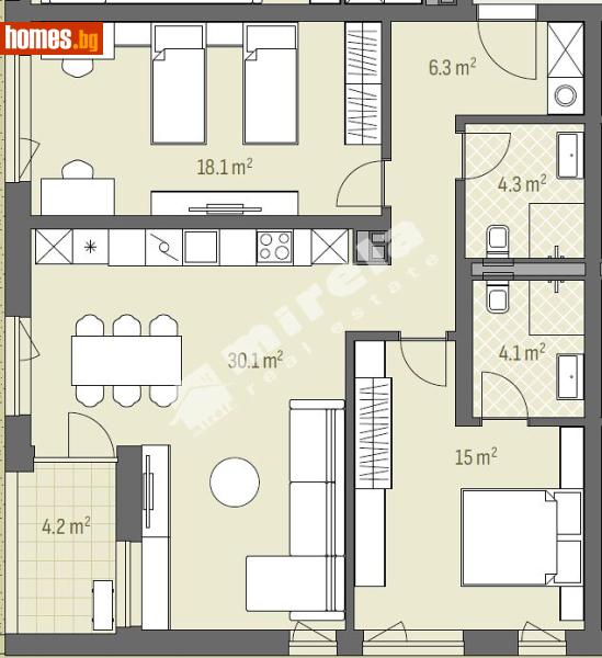 Тристаен, 117m² - Жк. Хаджи Димитър, София - Апартамент за продажба - МИРЕЛА - 119302523