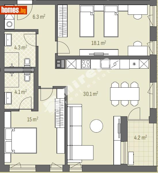 Тристаен, 117m² - Жк. Хаджи Димитър, София - Апартамент за продажба - МИРЕЛА - 119302527