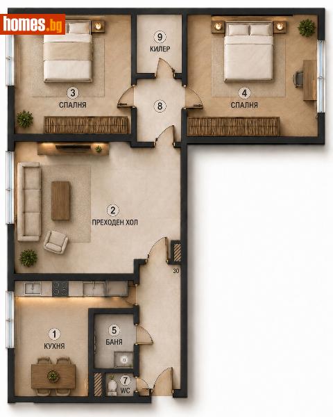 Тристаен, 78m² - Жк. Дружба 1, София - Апартамент за продажба - Революшън Естейт - 119350555