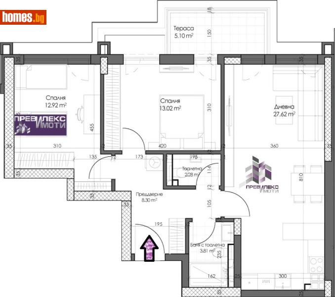 Тристаен, 105m² - Кв. Кършияка, Пловдив - Апартамент за продажба - Превилекс имоти ЕООД - 119424127