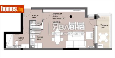 Едностаен, 56m² - Апартамент за продажба - 119461534
