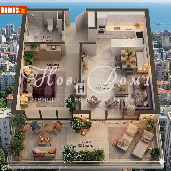 Двустаен, 101m² - Кв. Бриз, Варна - Апартамент за продажба - Нов дом 1 - 119479474