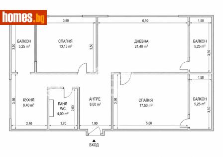 Тристаен, 86m² - Апартамент за продажба - 119560611