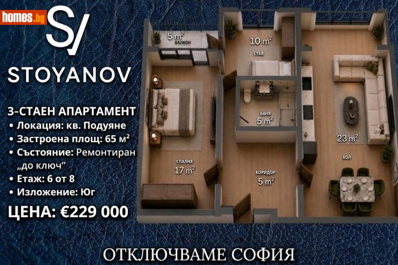 Тристаен, 69m² - Кв. Подуяне, София - Апартамент за продажба - STOYANOV ESTATE - 119618444