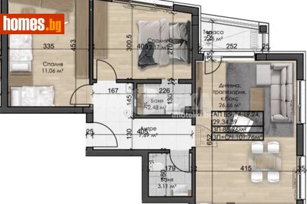 Тристаен, 102m² - Апартамент за продажба - 119620065