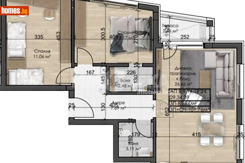 Тристаен, 102m² - Жк. Овча Купел, София - Апартамент за продажба - ИМОТЕКА АД - 119620065