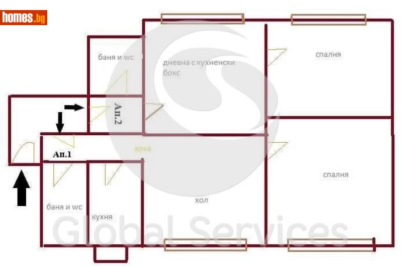 Четиристаен, 105m² -  Център, София - Апартамент за продажба - Глобъл Сървисиз ООД - 119631884