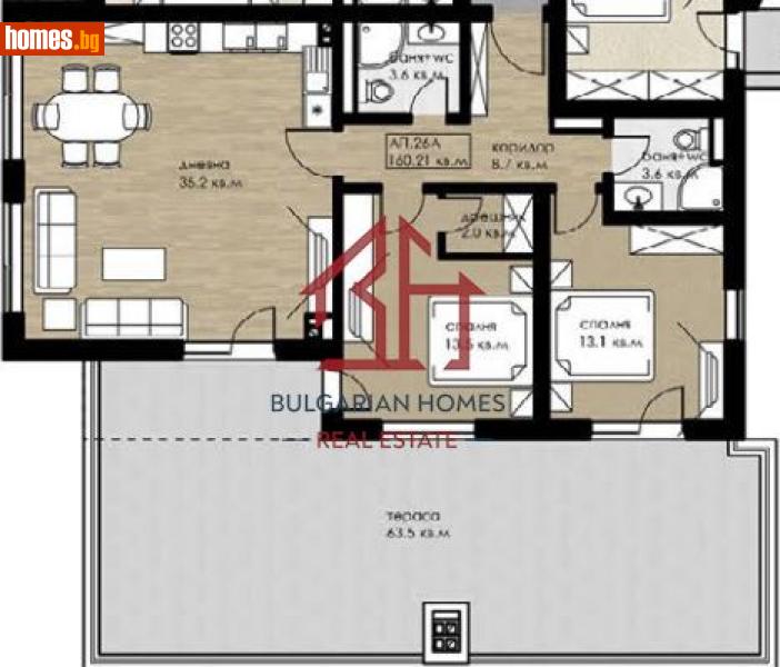 Тристаен, 186m² - Жк. Дружба 2, София - Апартамент за продажба - Bulgarian Homes - 119710380
