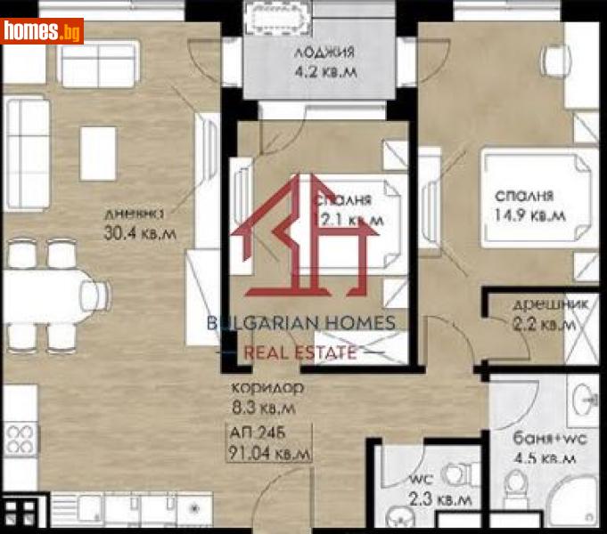 Тристаен, 107m² - Жк. Дружба 1, София - Апартамент за продажба - Bulgarian Homes - 119710390