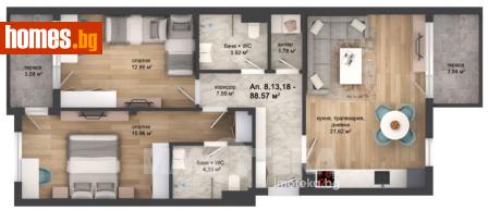 Тристаен, 104m² - Апартамент за продажба - 119751510