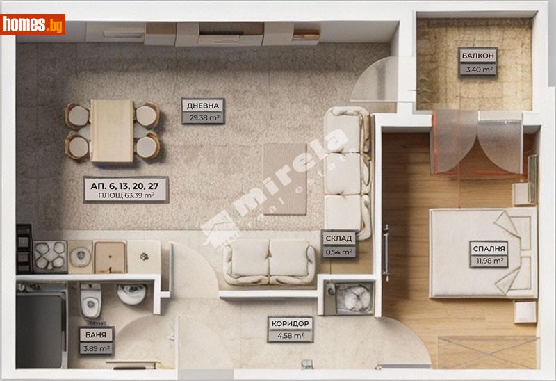 Двустаен, 72m² - Жк. Овча Купел 1, София - Апартамент за продажба - МИРЕЛА - 119752121