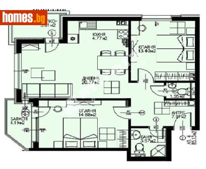 Тристаен, 103m² - Апартамент за продажба - 119753305