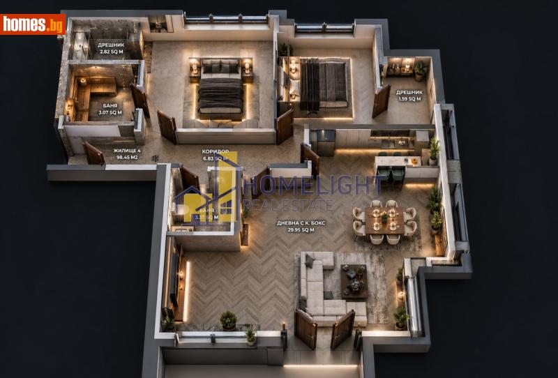 Тристаен, 113m² - Жк. Хаджи Димитър, София - Апартамент за продажба - ХОУМ ЛАЙТ  - 119954355