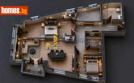 Тристаен, 109m² - Апартамент за продажба - 120011285