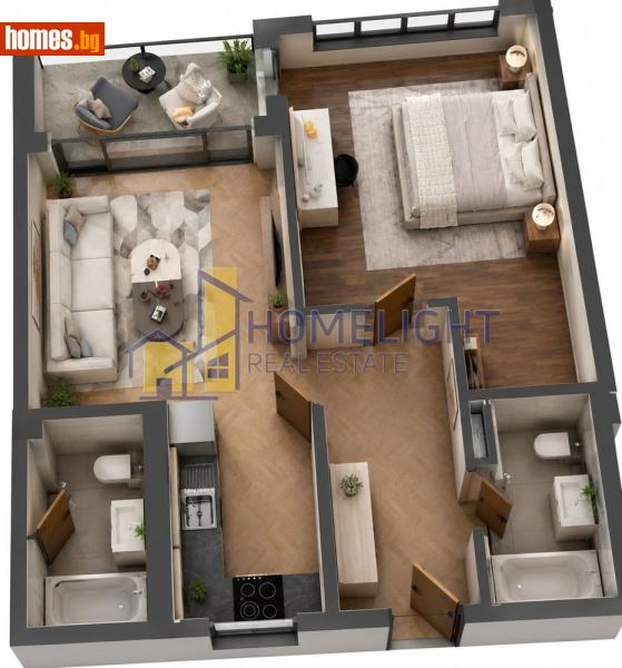 Двустаен, 66m² - Жк. Дружба 2, София - Апартамент за продажба - ХОУМ ЛАЙТ  - 120029766