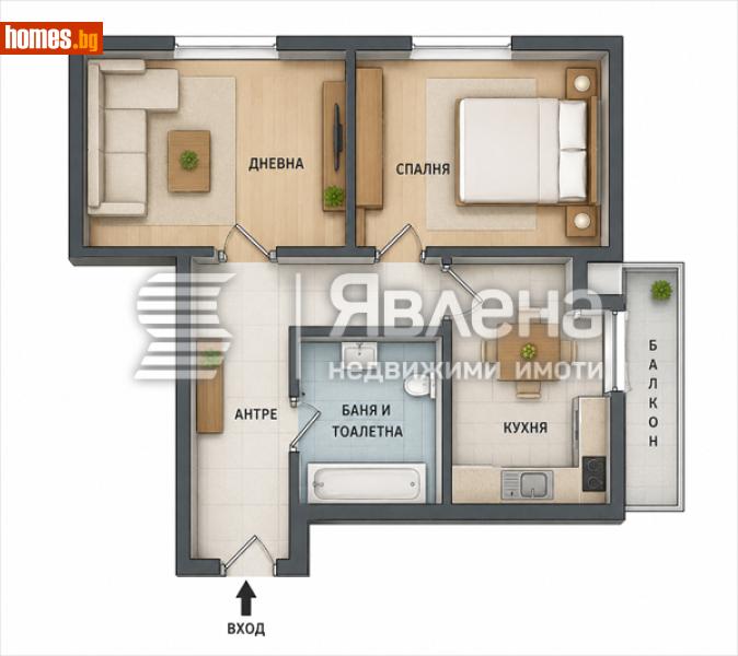 Двустаен, 58m² - Жк. Красно Село, София - Апартамент за продажба - ЯВЛЕНА - 120031745
