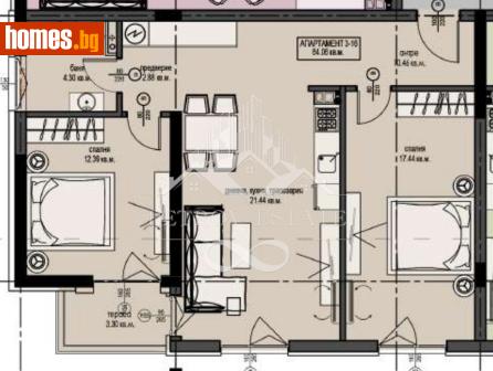 Тристаен, 99m² - Апартамент за продажба - 120042348
