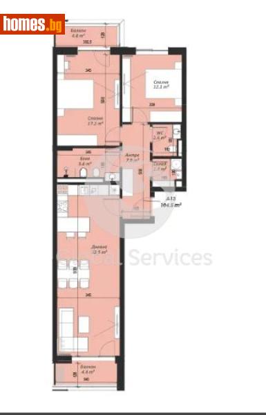 Тристаен, 124m² - Кв. Кръстова Вада, София - Апартамент за продажба - Глобъл Сървисиз ООД - 120045883