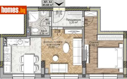 Двустаен, 56m² - Апартамент за продажба - 120061190